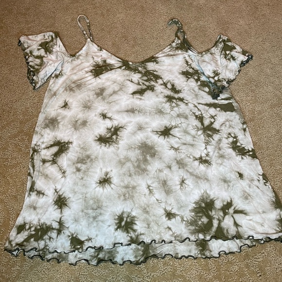 American Eagle Soft&Sexy Small Green/White Tie Dye Tank Top - Picture 2 of 8